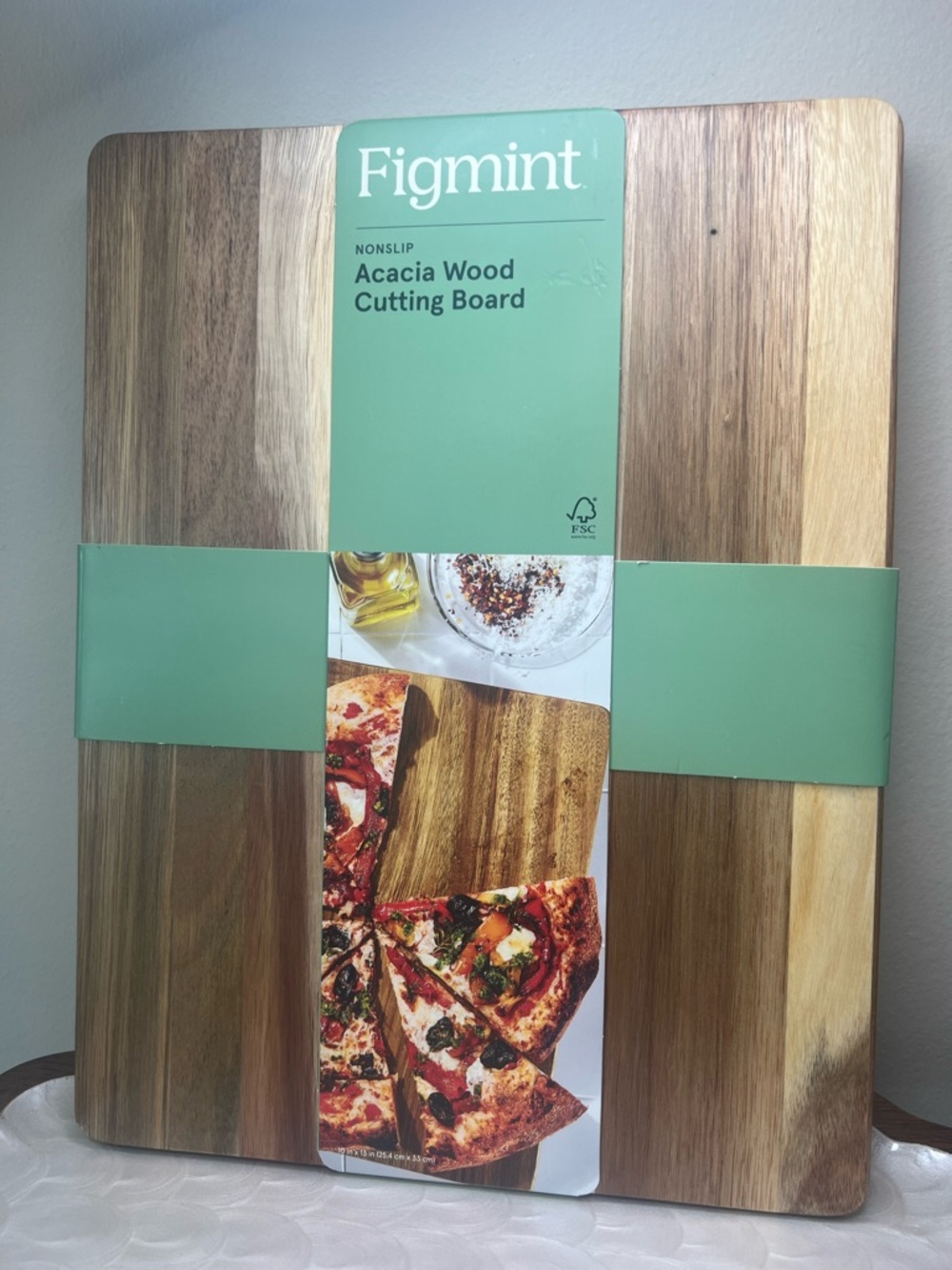 Figmint Acacia Wood Cutting Board 10x13 Non Slip Kitchen Board NEW
